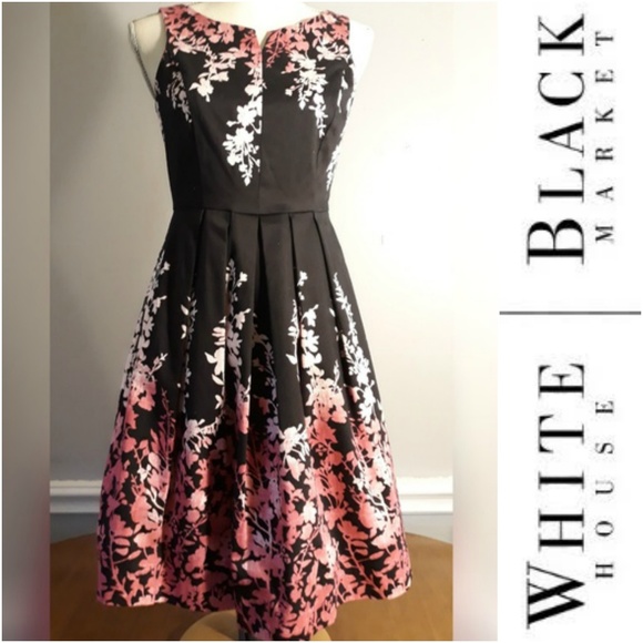 White House Black Market Dresses & Skirts - WHITE HS/BLK MKT PINK/BLACK FLORAL DRESS-SZ 2 NWT